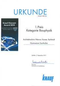 Knauf Diamant Award 2010 - 1. Preis Kategorie Bauphysik, Gymnasium Sonthofen